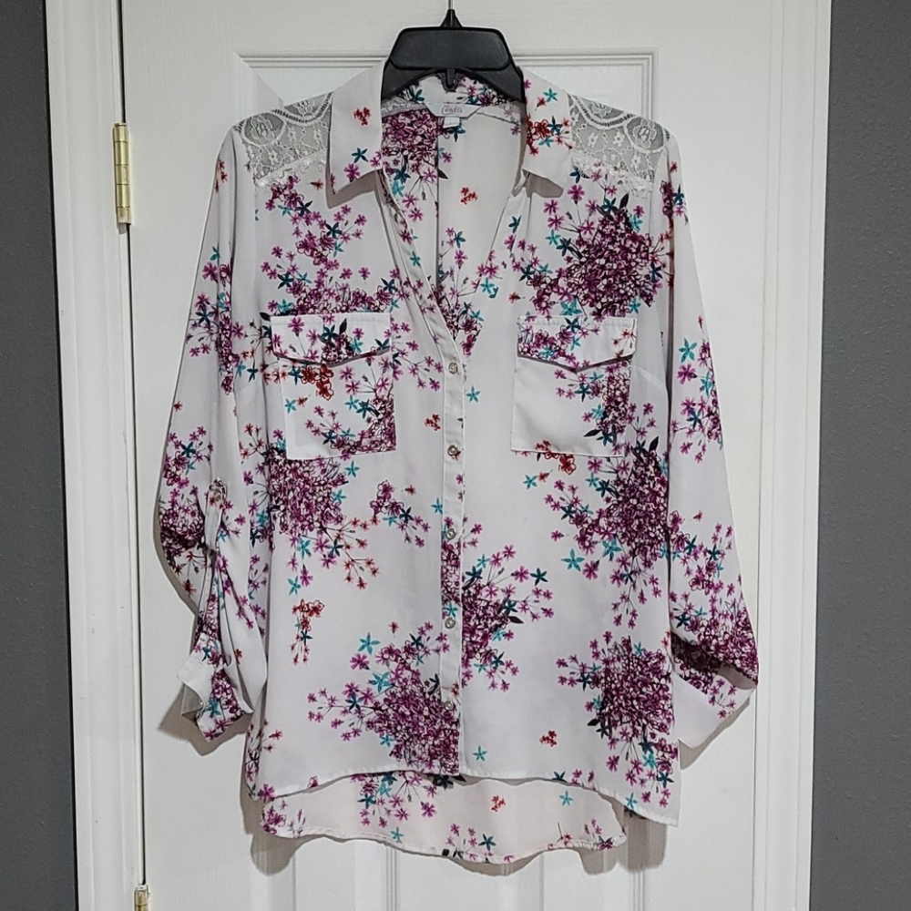 White Floral Blouse